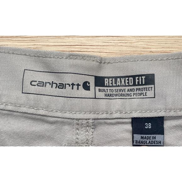 CARHARTT Carpenter Short Rugged Flex Relaxed Fit Canvas Workwear Men Gray SZ 38" - Picture 3 of 5